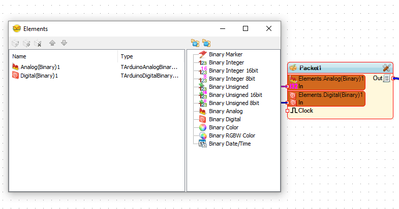 Visuino Packet Options